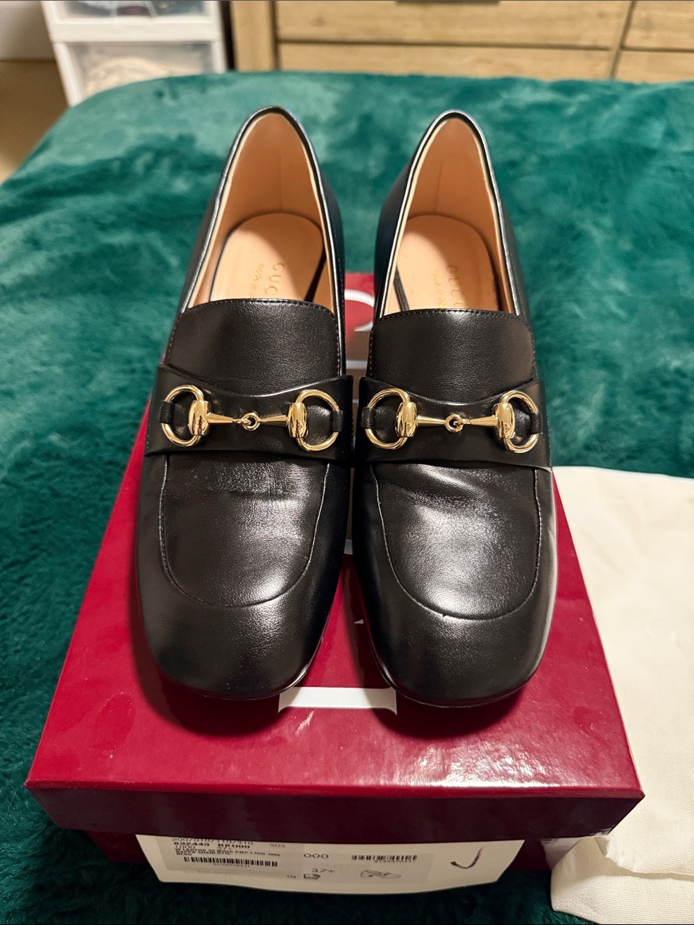 Black Leather Horsebit Loafers - Women
